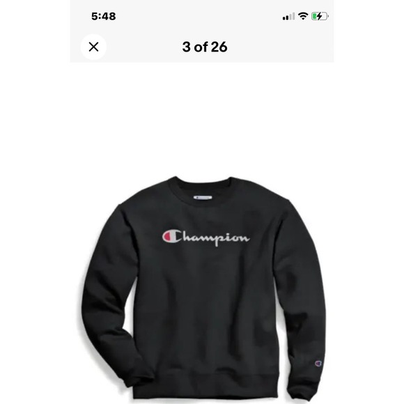 "Champion Powerblend Crew Sweatshirt, Black, Men's Size M MS535" - Picture 3 of 4